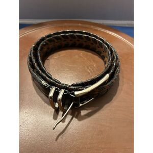 Vintage Genuine Leather Braided Brown Black Belt Size 40 Boho Western Hippie Cow